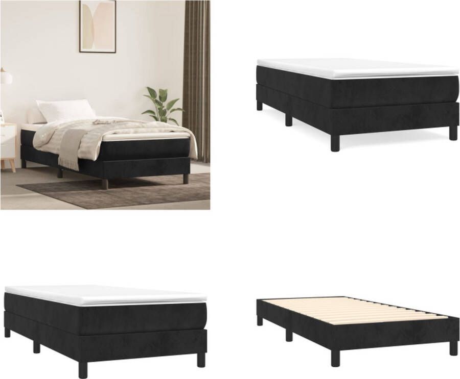 VidaXL Boxspringframe fluweel zwart 80x200 cm Boxspringframe Boxspringframes Bed Ledikant - Foto 2