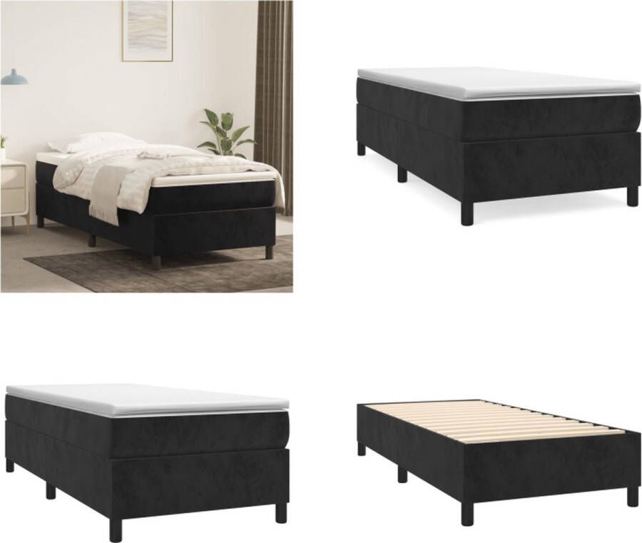VidaXL Boxspringframe fluweel zwart 90x190 cm Boxspringframe Boxspringframes Bed Ledikant - Foto 3