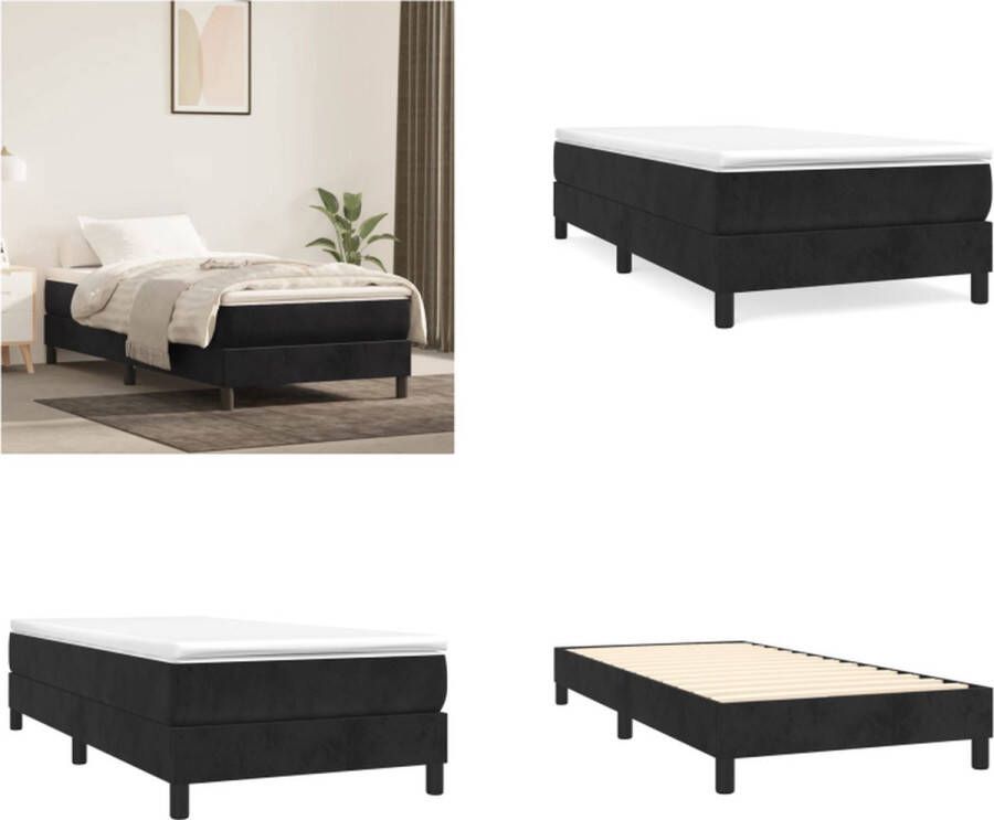 VidaXL Boxspringframe fluweel zwart 90x200 cm Boxspringframe Boxspringframes Bed Ledikant - Foto 2