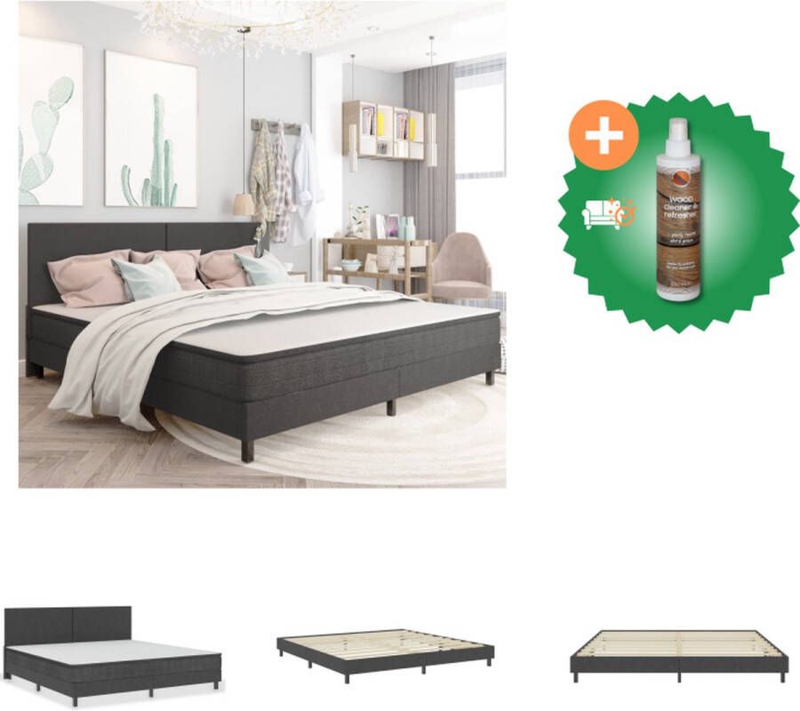 VidaXL Boxspringframe Grijs 201 x 200.5 x 24.5 cm (L x B x H) Geschikt voor matras 200 x 200 cm Eenvoudige montage Bed Inclusief Houtreiniger en verfrisser