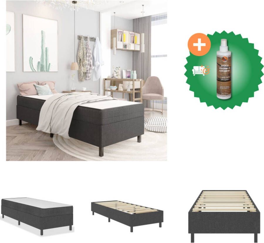 VidaXL Boxspringframe Grijs 201 x 80.5 x 35.5 cm Geschikt voor matras van 80 x 200 cm MDF en metaal Bed Inclusief Houtreiniger en verfrisser