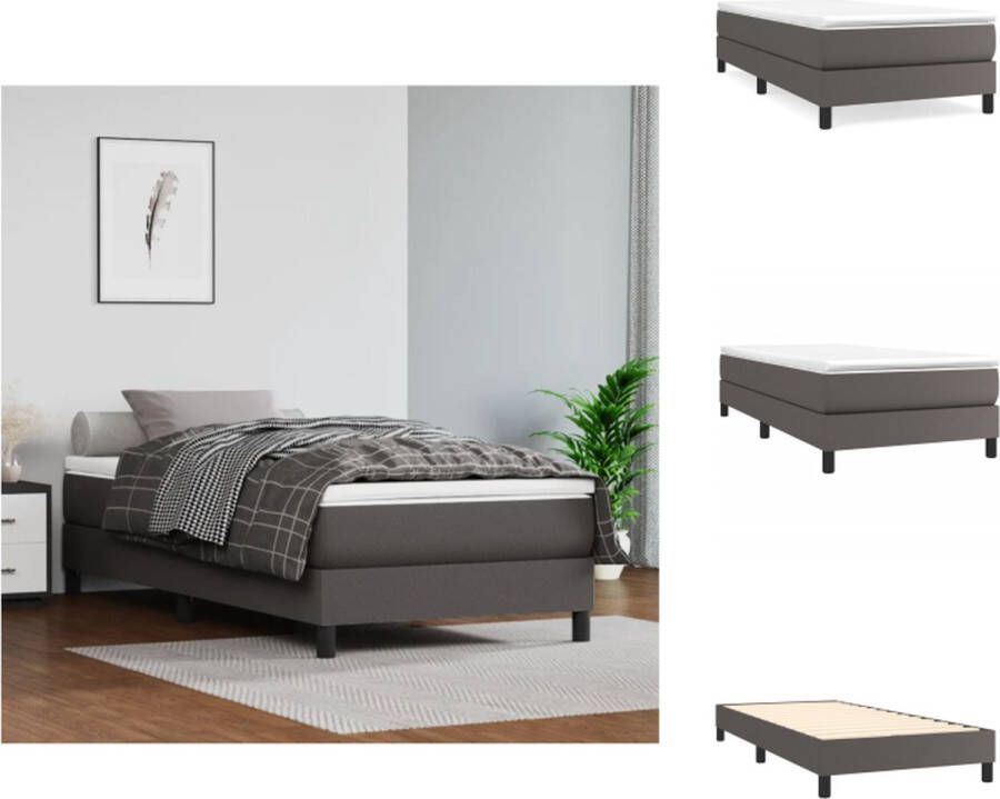 VidaXL Boxspringframe Grijs Kunstleer 203 x 80 x 25 cm Stabiele En Ondersteunende Poten Bed - Foto 3