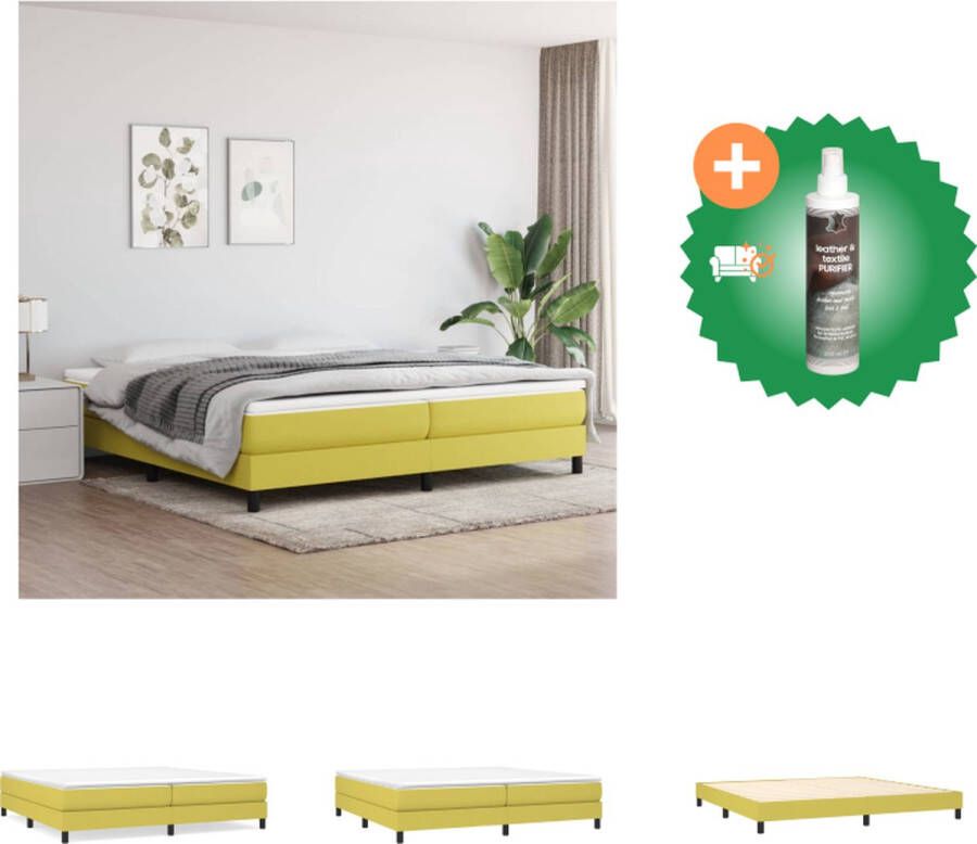 VidaXL Boxspringframe Groen 203 x 200 x 35 cm Duurzaam en ademend stof Stevige ondersteuning en multiplex lattenbodem Montagehandleiding inbegrepen Bed Inclusief Reiniger