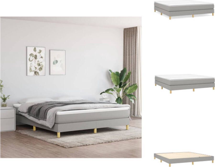 VidaXL Boxspringframe Krijg een betere nachtrust Bedframe Afmetingen- 203 x 160 x 25 cm Kleur- Lichtgrijs Materiaal- Stof multiplex en bewerkt hout Bed