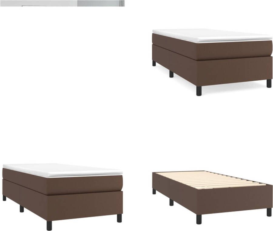 VidaXL Boxspringframe kunstleer bruin 100x200 cm Boxspringframe Boxspringframes Bed Ledikant