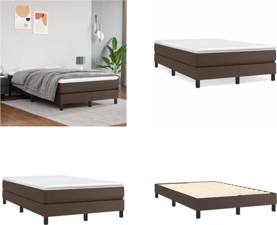 VidaXL Boxspringframe kunstleer bruin 120x200 cm Boxspringframe Boxspringframes Bed Ledikant