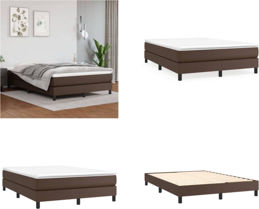 VidaXL Boxspringframe kunstleer bruin 140x190 cm Boxspringframe Boxspringframes Bed Ledikant - Foto 2