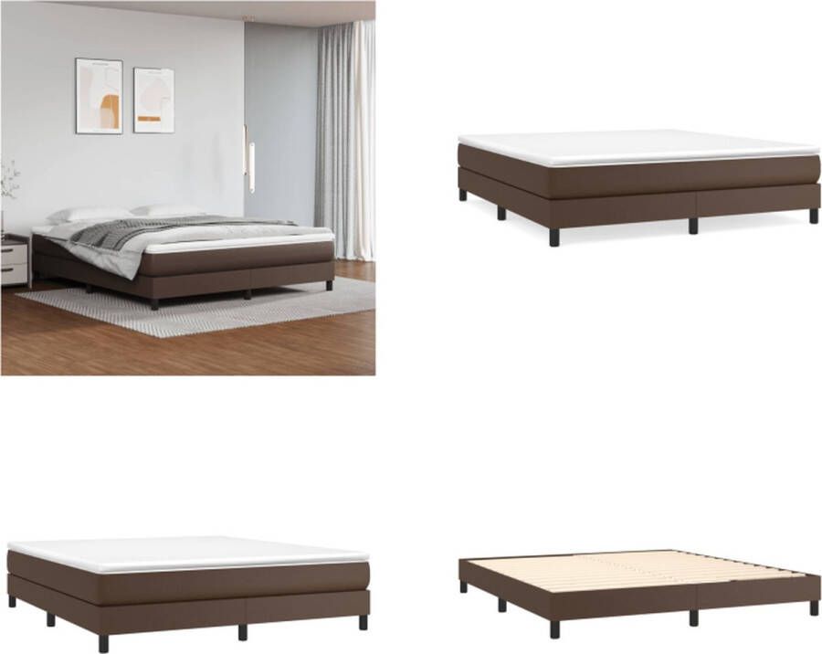 VidaXL Boxspringframe kunstleer bruin 180x200 cm Boxspringframe Boxspringframes Bed Ledikant