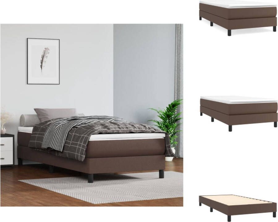 VidaXL Boxspringframe Kunstleer Bruin 203 x 100 x 25 cm Stabiele poten Multiplex lattenbodem Geschikt voor 100 x 200 cm matras Bed