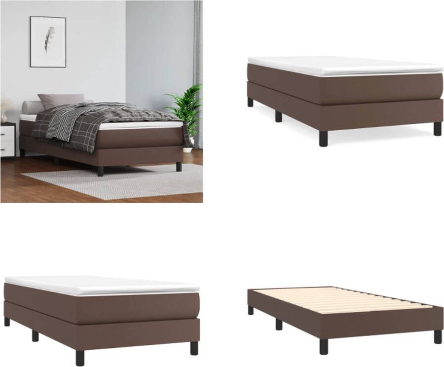 VidaXL Boxspringframe kunstleer bruin 80x200 cm Boxspringframe Boxspringframes Bed Ledikant - Foto 2
