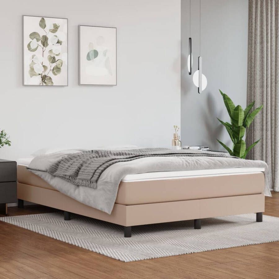 VidaXL -Bedframe-kunstleer-cappuccinokleurig-140x190-cm - Foto 3