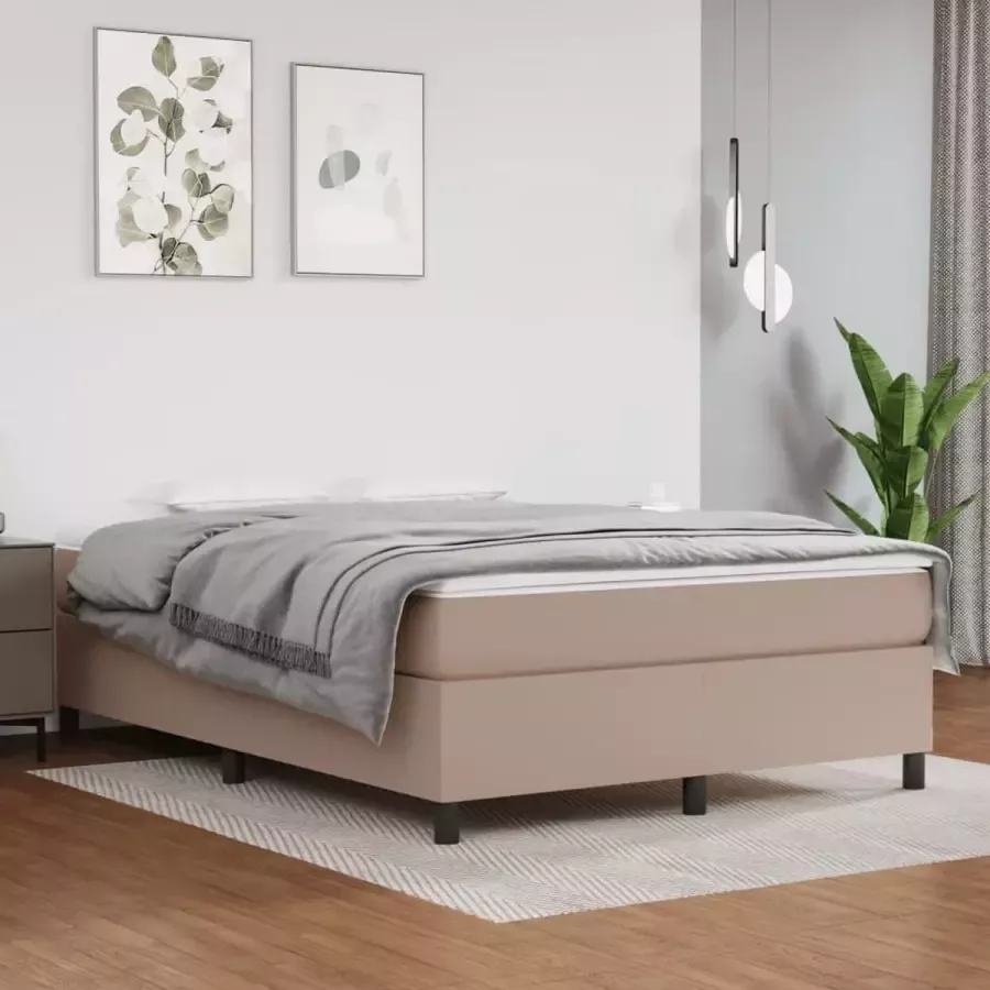 VidaXL -Bedframe-kunstleer-cappuccinokleurig-140x190-cm - Foto 2