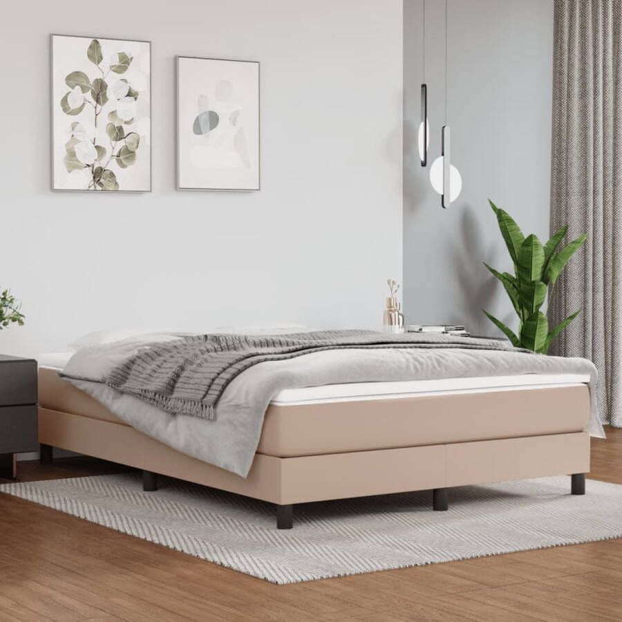 VidaXL Boxspringbedframe kunstleer cappuccinokleurig 140x200 cm - Foto 6