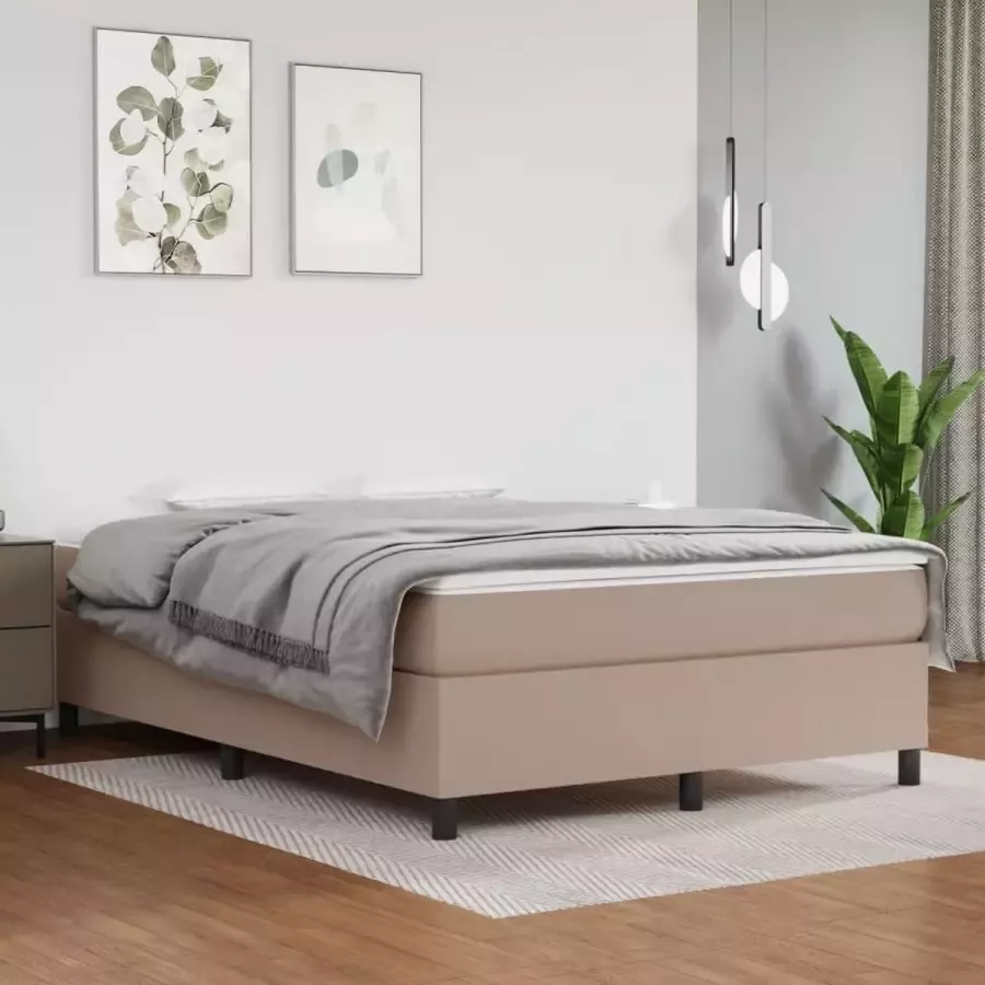 VidaXL Boxspringbedframe kunstleer cappuccinokleurig 140x200 cm - Foto 4