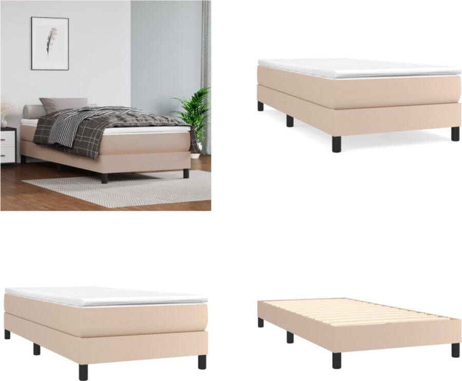 VidaXL Boxspringframe kunstleer cappuccino 80x200 cm Boxspringframe Boxspringframes Bed Ledikant