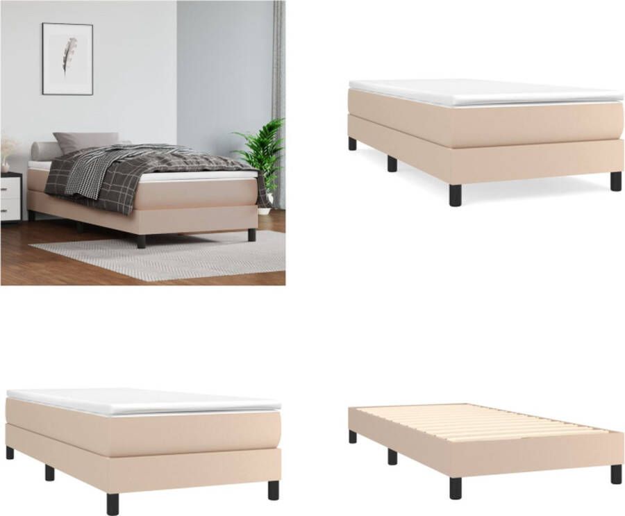 VidaXL Boxspringframe kunstleer cappuccino 90x190 cm Boxspringframe Boxspringframes Bed Ledikant - Foto 3