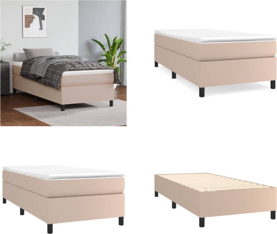 VidaXL Boxspringframe kunstleer cappuccino 90x190 cm Boxspringframe Boxspringframes Bed Ledikant - Foto 2