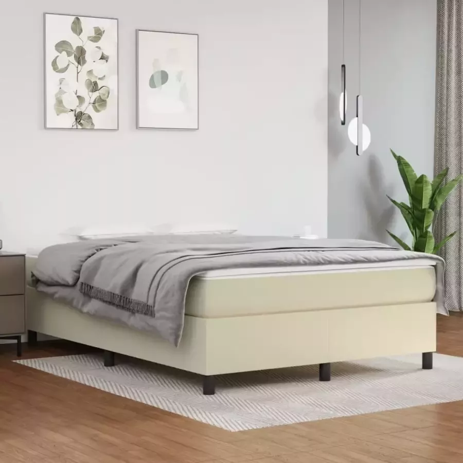 VidaXL Boxspringbedframe kunstleer crèmekleurig 140x190 cm - Foto 4
