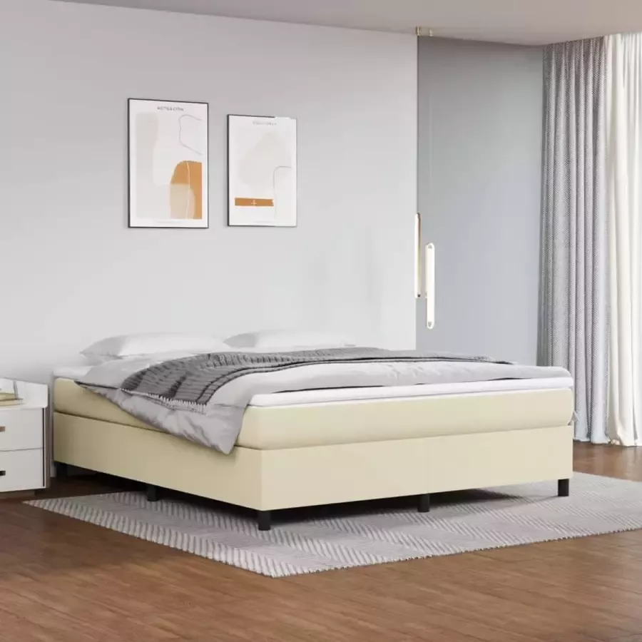 VidaXL Boxspringbedframe kunstleer crèmekleurig 160x200 cm - Foto 4