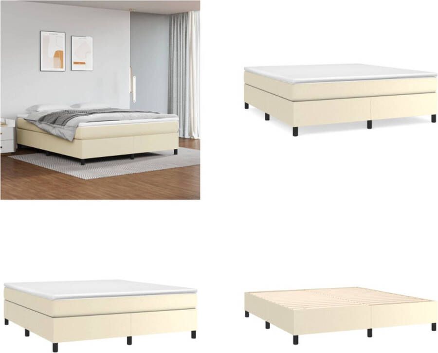 VidaXL Boxspringframe kunstleer crèmekleurig 160x200 cm Boxspringframe Boxspringframes Bed Ledikant - Foto 2