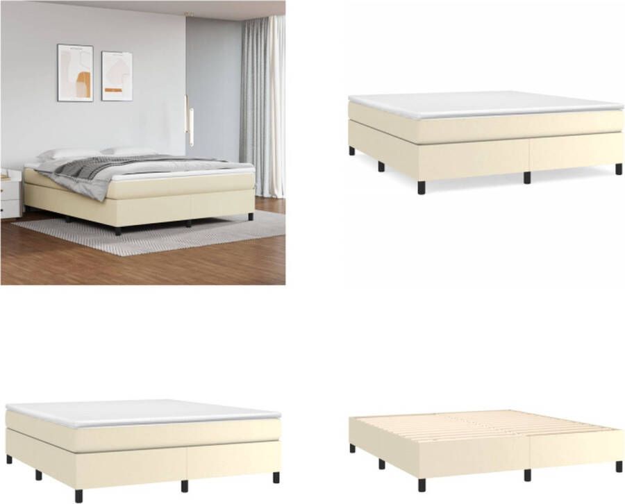 VidaXL Boxspringframe kunstleer crèmekleurig 180x200 cm Boxspringframe Boxspringframes Bed Ledikant - Foto 2