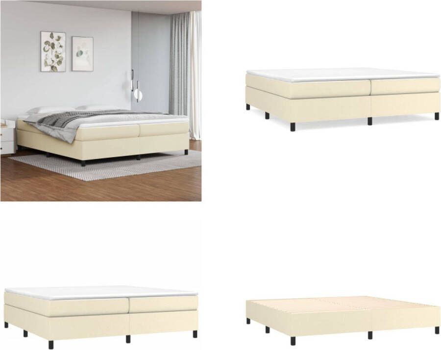 VidaXL Boxspringframe kunstleer crèmekleurig 200x200 cm Boxspringframe Boxspringframes Bed Ledikant - Foto 2