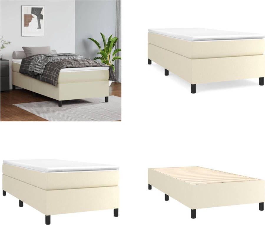VidaXL Boxspringframe kunstleer crèmekleurig 80x200 cm Boxspringframe Boxspringframes Bed Ledikant - Foto 2