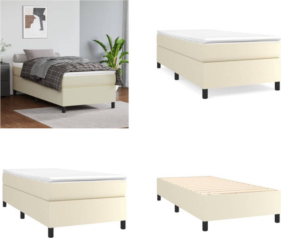 VidaXL Boxspringframe kunstleer crèmekleurig 90x190 cm Boxspringframe Boxspringframes Bed Ledikant - Foto 2