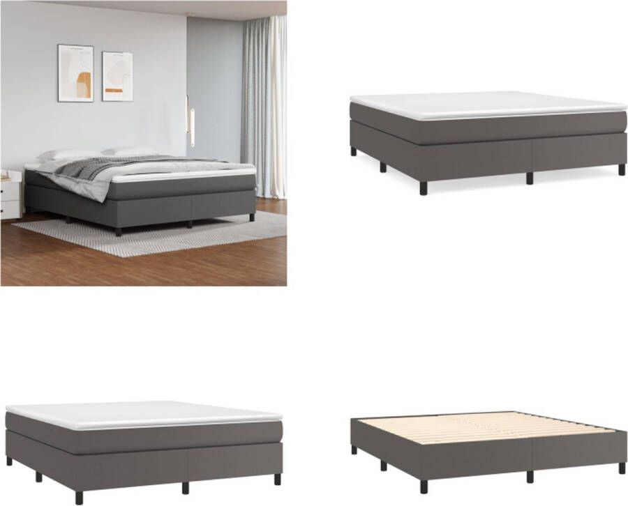 VidaXL Boxspringframe kunstleer grijs 160x200 cm Boxspringframe Boxspringframes Bed Ledikant