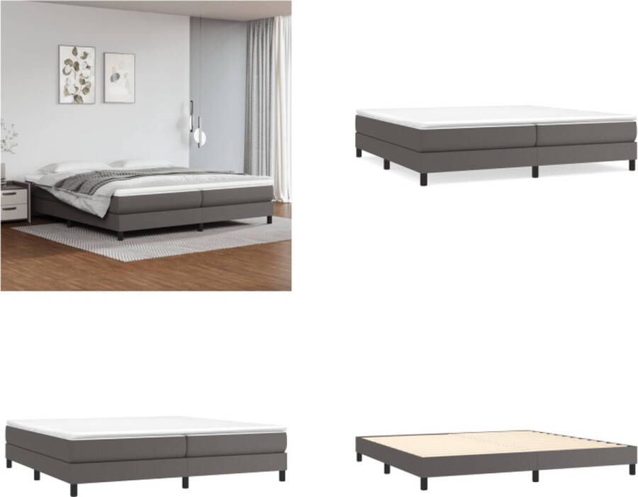 VidaXL Boxspringframe kunstleer grijs 200x200 cm Boxspringframe Boxspringframes Bed Ledikant - Foto 2
