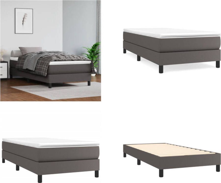VidaXL Boxspringframe kunstleer grijs 80x200 cm Boxspringframe Boxspringframes Bed Ledikant - Foto 4