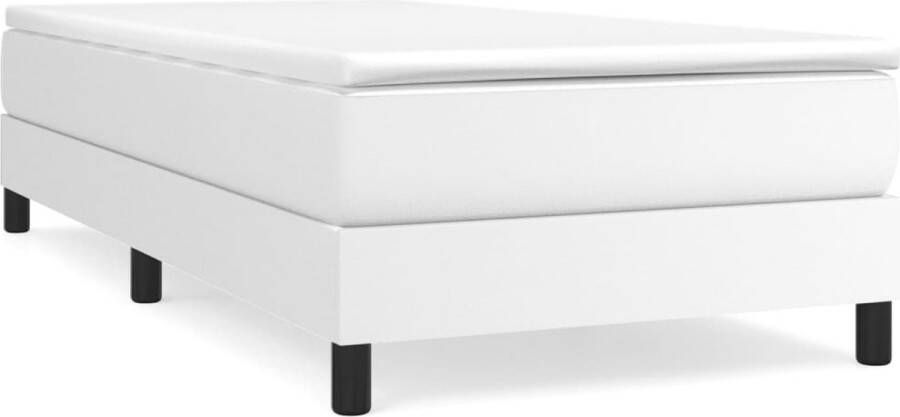 VidaXL Bedframe Kunstleer Wit 90x190 cm Boxspringframe Kunstleder Bed Wit Bed Eenpersoons Bed Boxspring Slaapkamer Meubilair Comfortabele Bed Goedkope Boxspring - Foto 2