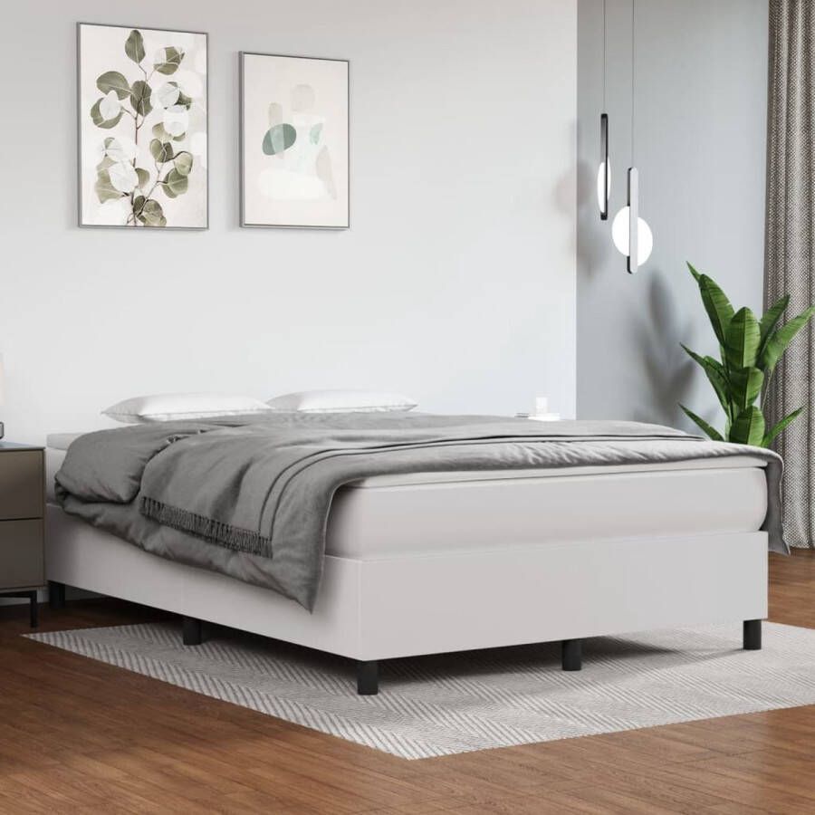 VidaXL Boxspringbedframe kunstleer wit 140x190 cm - Foto 5