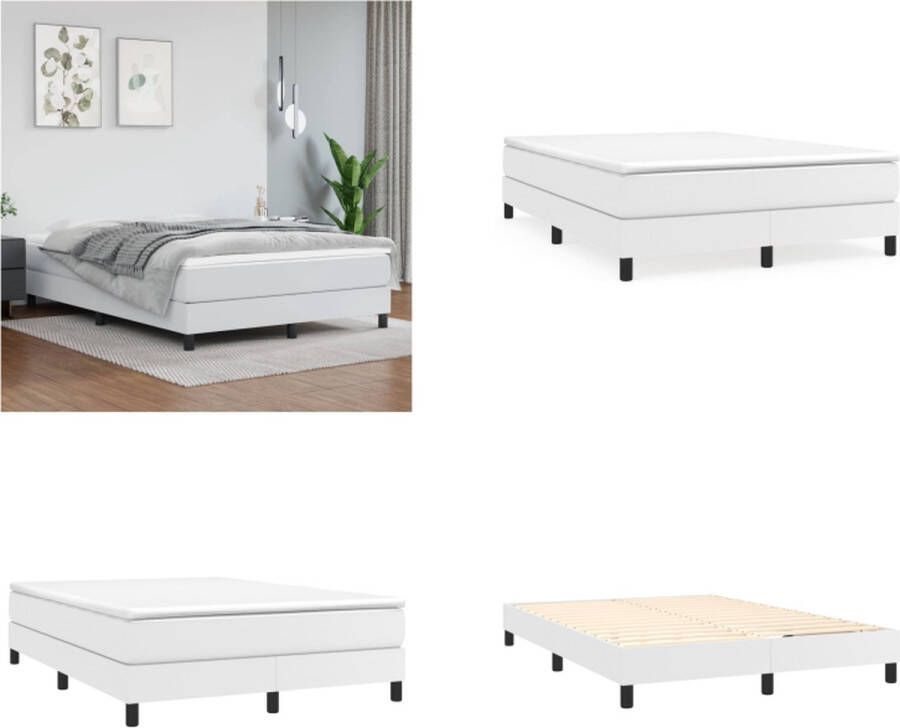 VidaXL Boxspringframe kunstleer wit 140x190 cm Boxspringframe Boxspringframes Bed Ledikant - Foto 2