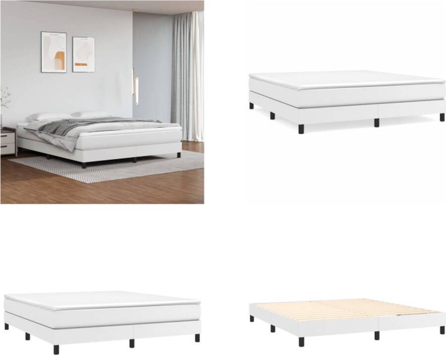 VidaXL Boxspringframe kunstleer wit 160x200 cm Boxspringframe Boxspringframes Bed Ledikant - Foto 2