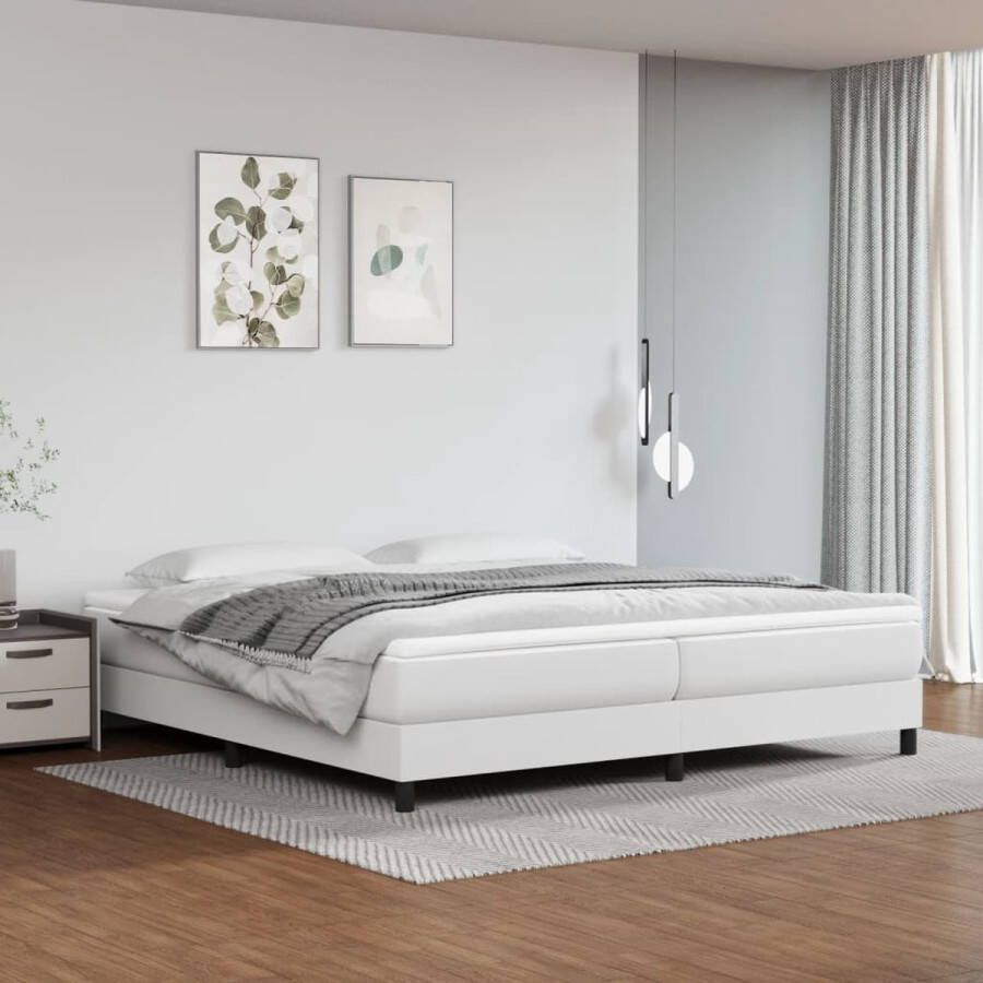 VidaXL Boxspringbedframe kunstleer wit 200x200 cm - Foto 2