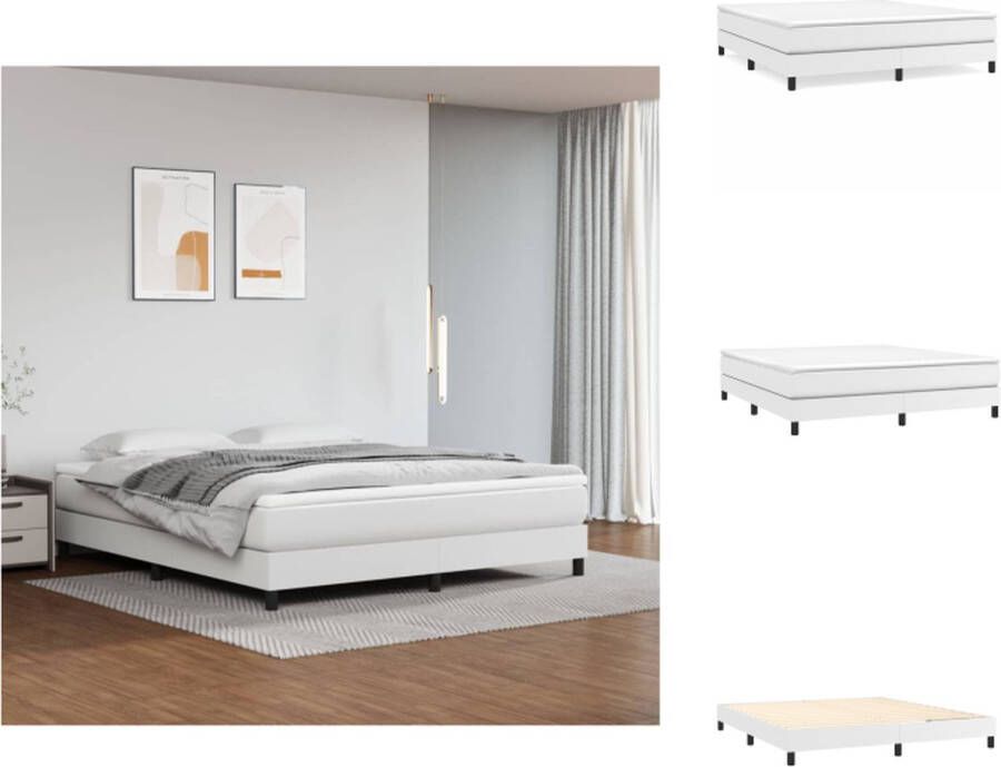 VidaXL Bedframe Wit Kunstleer 203x163x25 cm Ondersteunende Poten Multiplex Lattenbodem Geschikt voor Matras 160x200 cm Bed - Foto 2