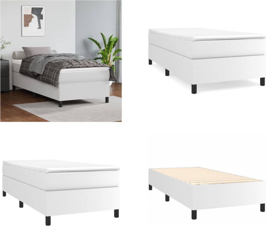 VidaXL Boxspringframe kunstleer wit 80x200 cm Boxspringframe Boxspringframes Bed Ledikant - Foto 2