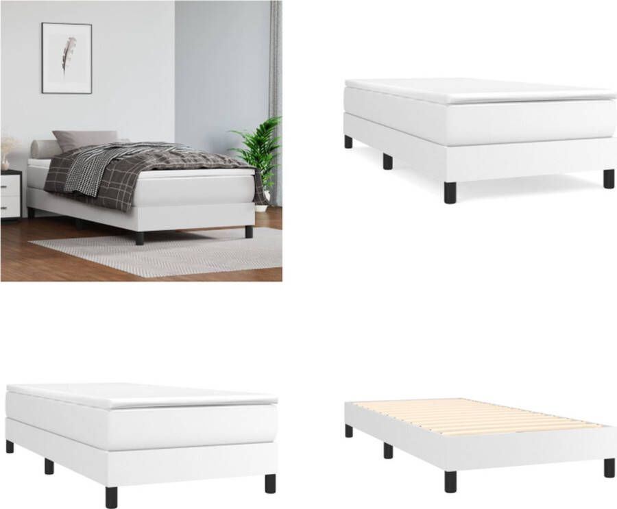 VidaXL Boxspringframe kunstleer wit 90x190 cm Boxspringframe Boxspringframes Bed Ledikant - Foto 3