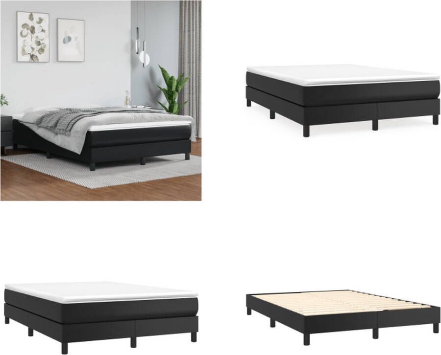 VidaXL Boxspringframe kunstleer zwart 140x190 cm Boxspringframe Boxspringframes Bed Ledikant - Foto 3