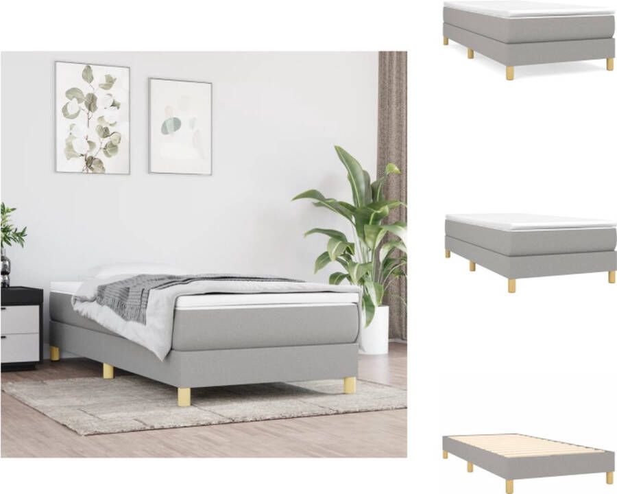 VidaXL Boxspringframe lichtgrijs 193 x 90 x 25 cm stof (100% polyester) multiplex voor matras 90 x 190 cm Duurzaam ondersteunend en eenvoudig te monteren Bed - Foto 2
