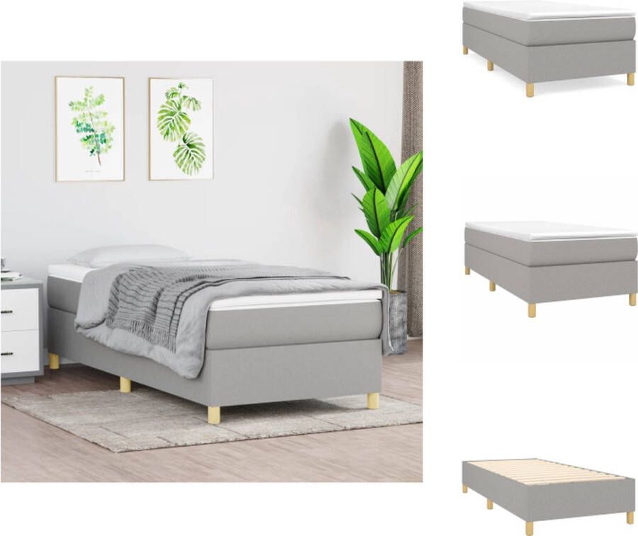VidaXL Bedframe Duurzaam Bedframes Afmeting- 193 x 93 x 35 cm Ken- Lichtgrijs Materiaal- Stof Multiplex Matras- 90 x 190 cm (matras niet inbegrepen) Bed - Foto 7