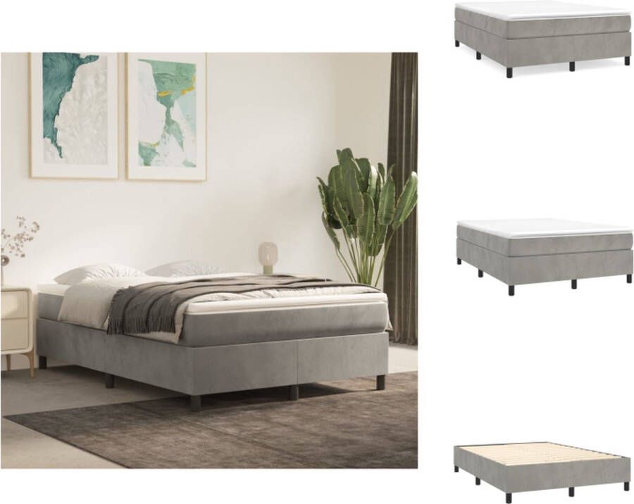 VidaXL Bedframe Bedframes Slaapmeubel Bedbodem Bedframe zonder matras 140x200 cm fluweel lichtgrijs - Foto 2