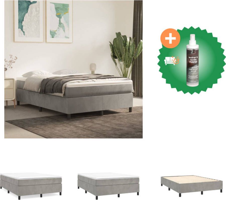 VidaXL Boxspringframe Lichtgrijs 203 x 140 x 35 cm Inclusief montagehandleiding Bed Inclusief Reiniger
