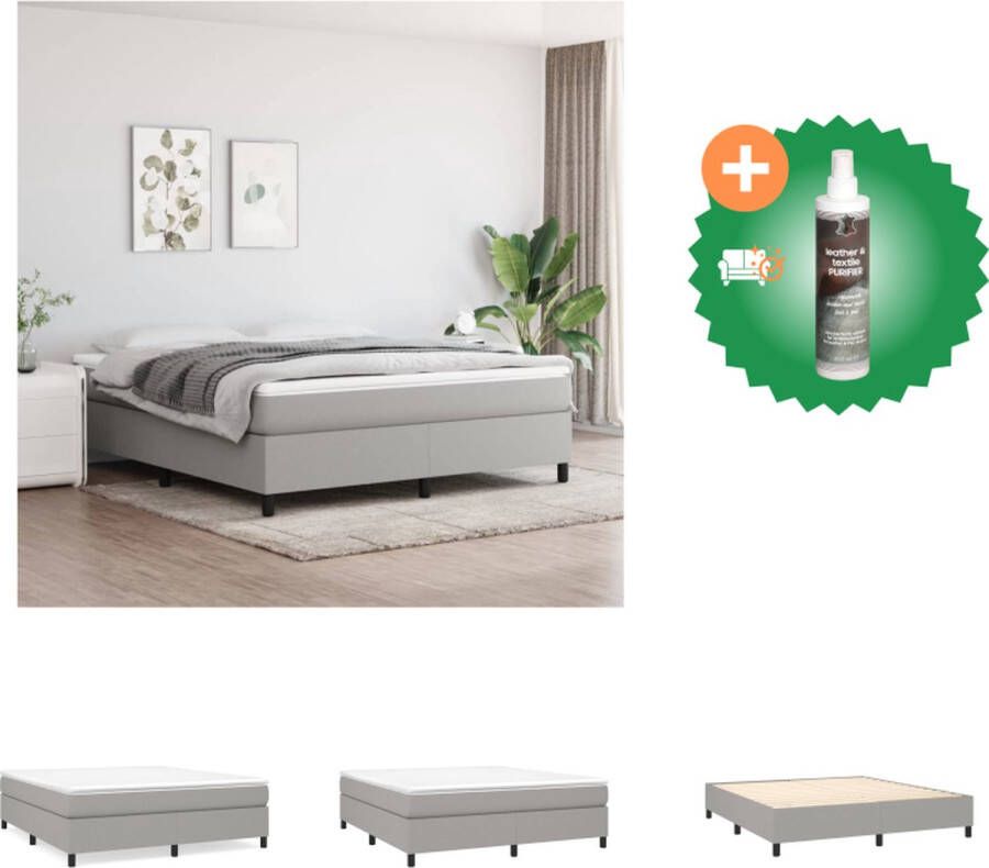 VidaXL Boxspringframe Krijg een betere nachtrust Bedframe Afmetingen- 203 x 160 x 25 cm Kleur- Lichtgrijs Materiaal- Stof multiplex en bewerkt hout Bed Inclusief Reiniger