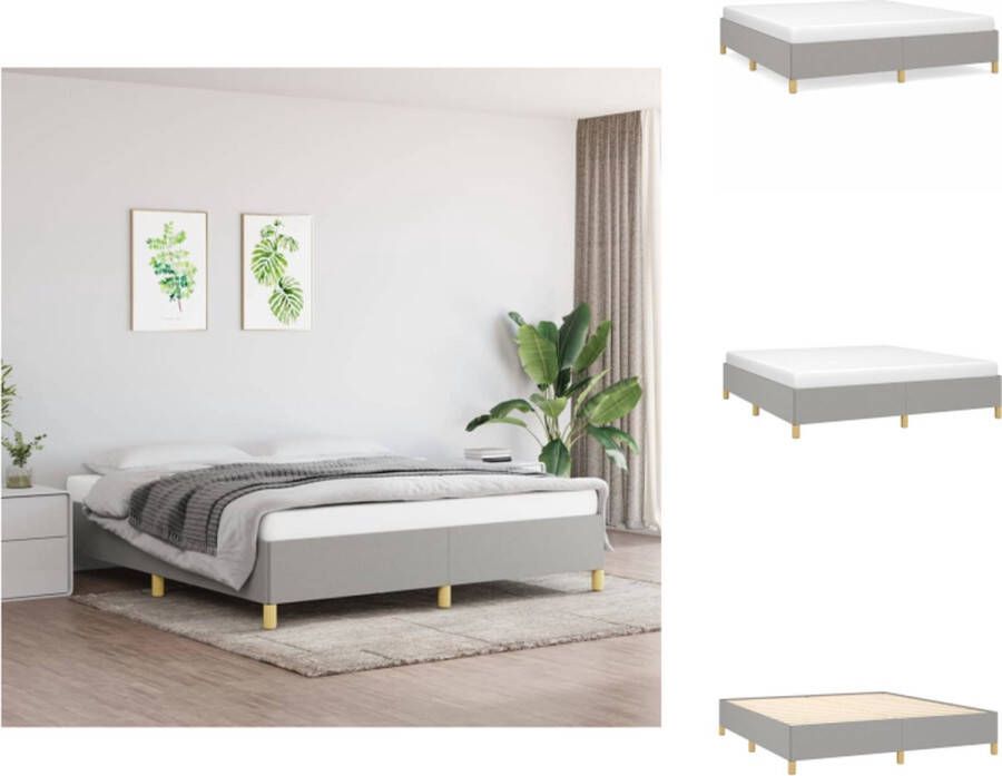 VidaXL Bedframe Bed Slaapmeubel Bedframe zonder matras stof lichtgrijs 180x200 cm - Foto 2