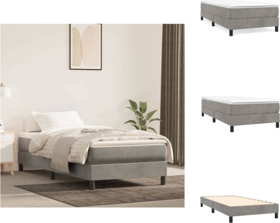 VidaXL Bedframe Bedframes Bed Ledikant Bedframe zonder matras 80x200 cm fluweel lichtgrijs - Foto 3