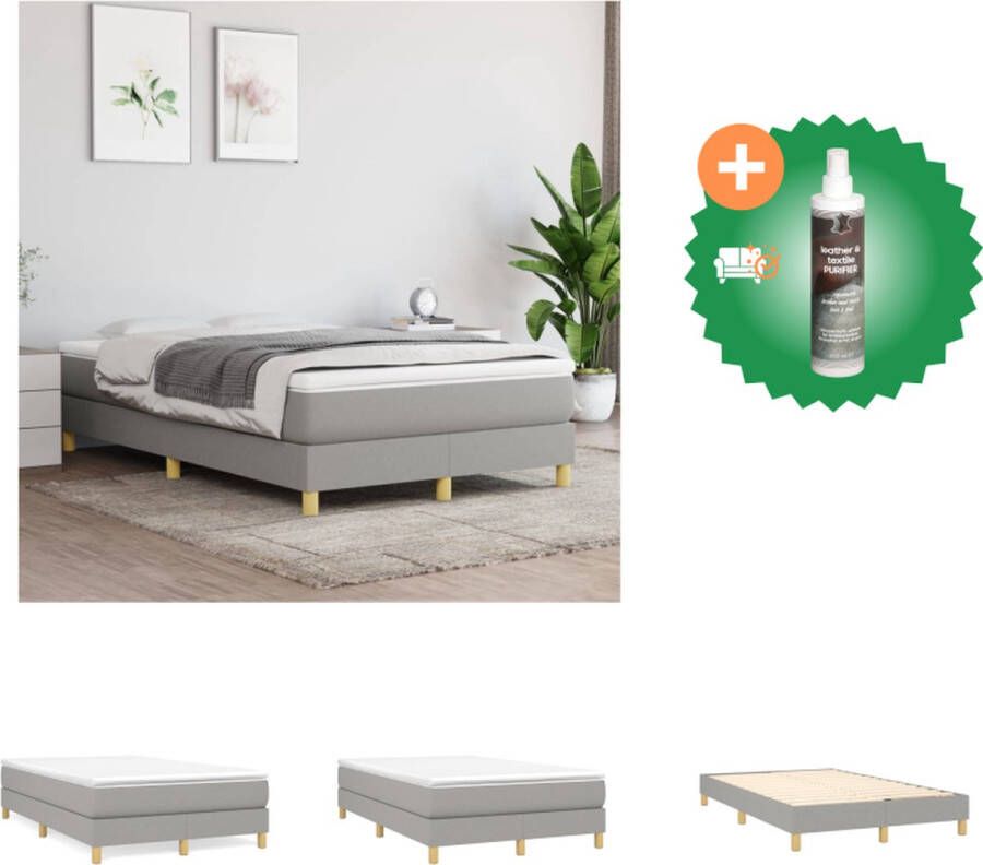 VidaXL Boxspringframe Bedframe 203 x 120 x 35 cm Ken- Duurzaam en ondersteunend Kleur- lichtgrijs Materiaal- stof multiplex en bewerkt hout Bed Inclusief Reiniger