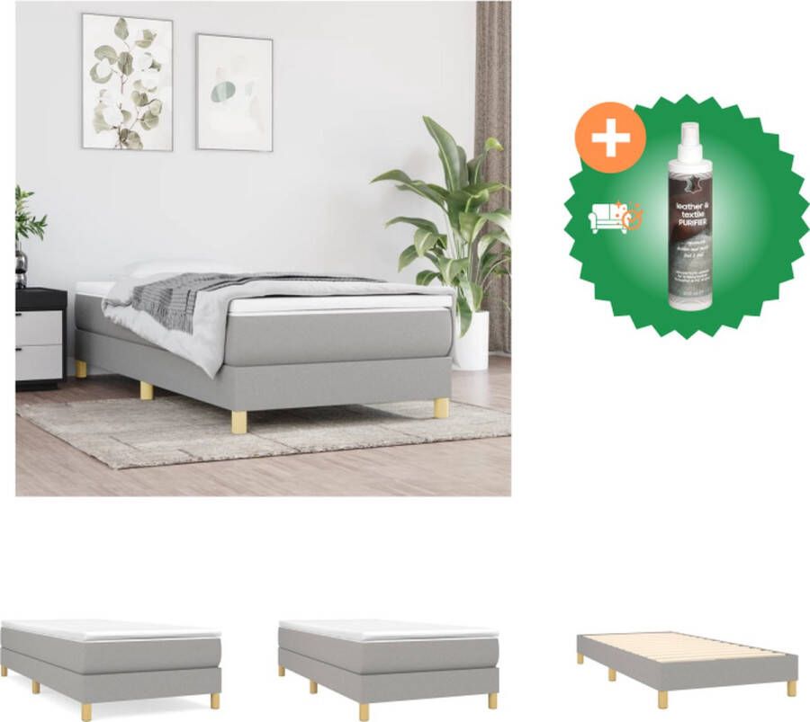 VidaXL Boxspringframe geen specifieke Bedframes 203 x 80 x 35 cm Lichtgrijs stof Multiplex lattenbodem Geschikt voor 80 x 200 cm matras Duurzaam Materiaal Bed Inclusief Reiniger - Foto 2