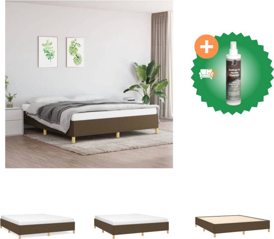VidaXL Boxspringframe Luxe Bedframe 203 x 180 x 35 cm Donkerbruin stof Geschikt voor 180 x 200 cm matras (excl matras) Bed Inclusief Reiniger
